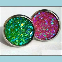 Stud Earrings Jewelry Faux Druzy Earings Fashion 12Mm Drusy With Stainless Steel Base Round Women Drop Delivery 2021 Wpagx