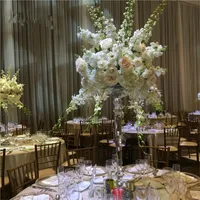 結婚式の装飾正方形の透明なベースの高い透明なクリスタルの燭台イベント供給パーティーデコラチオテーブルの装飾フラワーセンターピースsenyu845