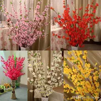 160Pcs Artificial Cherry Spring Plum Peach Blossom Branch Silk Flower Tree For Wedding Party Decoration white red yellow pink