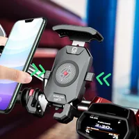 Soportes de soporte de teléfono celular 15W Qi Qi Cable inalámbrico y USB, soporte Montaje GPS para accesorios de manillar de motocicleta