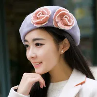 Berets Beckyruiwu 2021 Autumn And Winter Woolen Knit Beret Cap Woman Banquet Cute Painter Hat Girl High Quality Pure Wool Hats
