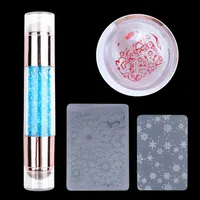 Nail Art Kits Acrylic Color Diamond Template Seal Set Transfer Pen DIY Decor Dubbel-Headed Silicone Stampe Tool