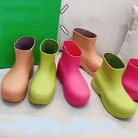 Женщины дизайнерские сапоги Мартин пустыня киви Зеленые желе пинетки Western Western Boot Topper Real кожаные грубые нескользкие зимние обувь дождевые