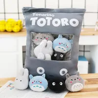 Japão Anime Totoro Bag Zipper Brinquedos de Pelúcia Mini Personagens de Desenhos Animados Bolas Bolas Doces Saco de Doces Alimentos Pillow para Decor Prop