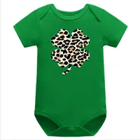 Tulumlar St Patricks Günü Bodysuits Leopar Shamrock Gömlek Şanslı Bebek Erkek Giysileri Bebek 7-12m