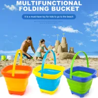 Portable Beach Bucket Sand Toy Foldable Collapsible Multi Purpose Plastic Pail