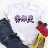 Женская футболка цветок иностранца Y2K Love Kiss Print T рубашка Женщины мультфильм лето топ Tee дамы Goth Trend графическая одежда