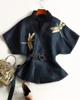 Getsring mulheres jaqueta jaqueta kimono jaquetas outerwear mulheres 2019 novo casaco bordado bordas morcego mangas casacos formal oversize