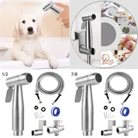 Conjunto de accesorios de baño Pulsador de inodoro de bidé pulverizador de agua de mano para higiene personal, ducha de mascotas de acero inoxidable duradero