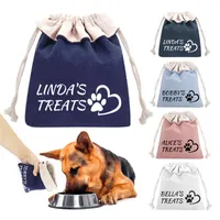 Dog Apparel Custom Pet Food Treat Bag Personliga Portable Snack Storage Väskor För Hundar Utomhus Utbildning Resor Tillbehör