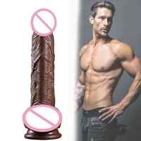 Nxy dildos paqin pênis realista marrom preto enorme com sucção taça brinquedos sexuais masturbação feminina artificial para as mulheres 1213
