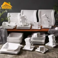Conjunto de cena de porcelana blanca blanca de cerámica de la serie de 60 piezas de Malacasa con 12 * taza, platillo, sopa de postre placa de cena vajilla de vajilla de vajilla para 12 personas