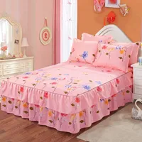 Romantische bloem patroon polyester gegolfd spreien bed skirt queen bed covers blad kamer decor colchas (geen kussensloop) F0386 210420