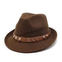 Men's Felt Fedora Hat for Women Winter Imitation Wool Vintage Church Top Jazz Hat Gangster Trilby Felt Cap