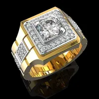14 K Gold White Diamond Ring for Men Fashion Bijoux Femme Jewellery Natural Gemstones Bague Homme 2 Carats Diamond Ring Males 210623