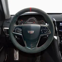 Voor Cadillac ATSL / XT4 / CT5 / CT6 DIY Custom Made Steering Wheel Cover Hand-gestikt Lederen Suede Grip Cover Auto Accessoires