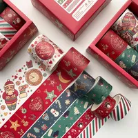 Gift Wrap Safe And Non-toxic Scrapbook Decoration Washi Paper Material Christmas Tape Xmas Adhesive Tapes Stationery Decor