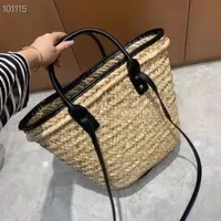 2022 Newes Top Designer Jac Le Panier Soleil Straw And Leather Basket Tote Bag Shoulder Handbags Luxury Fashion Woven Bags S9an#