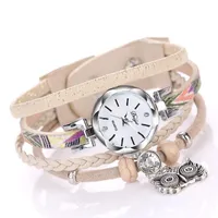 Armbanduhren Marke Uhren für Frauen Schöne Vogel Anhänger Ledergürtel Quarz Uhr Damen Armbanduhr Reloj de Mujer