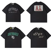 NUEVO AskyURSELF KD Back V8 Alfabeto Imprimir Usado High Street Co Marca Camiseta de manga corta para hombres y mujeres