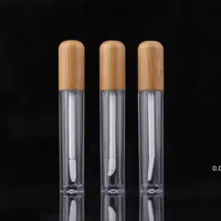 Portable 5ml Vintage Bamboo Lip Gloss Packing Bottle Refillable Lips Balm Tube Empty Cosmetic Container Packaging Lipbrush DIY Tubes