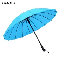 Regenschirme LDAJMW Hohe Qualität 16 Knochen Gerade Griff Regenschirm Farbe Regenbogen Multicolor Optionale Automatik für Frauen