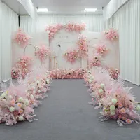 Fiori decorativi Corone Pink Series Matrimonio Floreale Disposizione Floreale Artificiale Tavolo Tavolo Tavolo Tavolino T Stage Backdrop Corner Ball Ball Custo