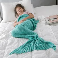Regina Kid crochet sirena cola manta súper suave punto niños sirenas para sofá cama Cashmere sentirse cálidas mantas