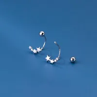 Stud Petite Single Zircon Stars Boucles d'oreilles pour femmes Girl 925 Sterling Sterling Ear Crochet Crochet Bead Vis Bijoux