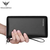 Wallets WILLIAMPOLO Men Wallet Mens Leather Genuine RFID Anti-theft Brush Wrist Band Card Package Passport Cover Purse Fashion 20211