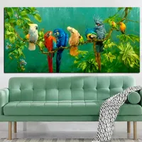 Parrot Bird Enorme pittura a olio su tela Home Decor Handpainted / HD-Print Wall Art Picture Personalizzazione è accettabile 21051321