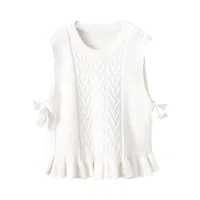 Maglia maglione della neonata di pura neonata a maglia a maglia in cotone gilet con bowknot Primavera Autumn Autunno Pullover