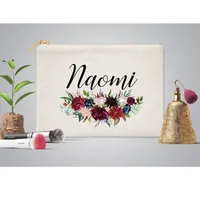 Kozmetik Çanta Kılıfları Bordo Çiçek Makyaj Çanta Özel Gelinlik Makyaj Gelin Duş Hediye Tavuk Parti Çiçek Çelenk Düğün Kılıfı