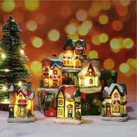زينة عيد الميلاد أدى لعبة الراتنج منزل صغير الصغرى المناظر الطبيعية قلعة الحلي هدايا عيد الميلاد اللعب