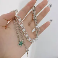Chokers 90s Punk Love Star Imitation Pearl Clavicle Chain Necklaces For Women Goth Vintage Fashion Charm Necklace Y2K Jewelry Gifts 2021