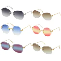 UV400 protección óvalo óvalo gafas de sol de moda hombres mujer gafas rectángulo al aire libre conducción oro marco de metal múltiples anteojos 3.0 espesor lente