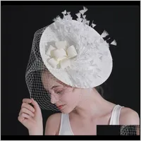 Haarschmuck Sinamay Fascinator Hut Bridal Cocktail-Hüte mit Feder für Rassen Kirche Hochzeit Kentucky Elegant Damen XMF10 WM042