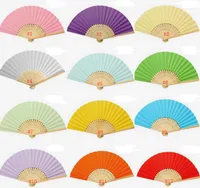Wedding Paper Fan,Bride Hand Fan with Bamboo Ribs,Craft Fan Wedding Bridal Shower Favor Party Gift 15 Color