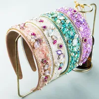 Hermosa Color Piedra Natural Diadema Elegante Cristal Simulado Perla Perla Abalorded Hairband Princess Party Headwear