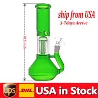 Bicchiere di vetro narghilè tubo dell'acqua con albero del braccio perc Downlown Downlown Recycler DAB Rig Bong 14mm Giunto con Bruciatore di olio di vetro Pieeps Stock in USA