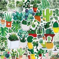 50 piezas de cactus plantas suculentas pegatinas de graffiti calcomanías calcomanías de cuaderno lindo botella de agua estuche diy portátiles impermeables juguetes para niños