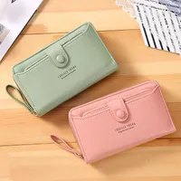 High Quality Large Capacity Women&#039;s Wallet With Wrist Strap Hasp Long Rectangle Bag Leather Zipper Mini Clutch Phone Wallets