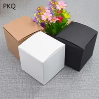 50 stücke 5x5x5 / 6x6x6 / 7x7x7 / 8x8x8 / 7x9x9 / 10x10x10cm weiß / schwarz / kraft papier quadratische box diy handgemachte seife box karton papier geschenk box 211023