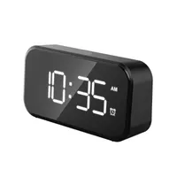 Desk & Table Clocks LED Digital Alarm Clock Mirrored Snooze Time Calendar With Adjustable Lighting Modern Electric