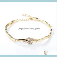 Anklets jóias moda 18k yellowwwhite banhado a ouro cz mulheres tornozelete bracelete cadeia birte para festa de casamento entrega 2021 NDGI7