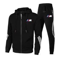 Nouveau Jersey à cyclisme BMW Homme à capuchon Set Spring Mince Zipper Jacket + Pantalons Deux Morceau Sweat-shirt Sweatpants
