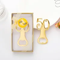 50pcs Favore Fast Free Free Ship Golden Wedding Souvenirs Digital 50 Apribottiglie 50th Birthday Anniversary Regalo per gli ospiti