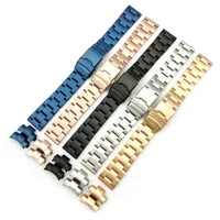 Watch Bands 20mm 22mm Stainless Steel Diver Strap Universal Curved End Solid Metal Wrist Band Double Lock Buckle Bracelet Watchband