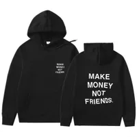 Japonia Streetwear Zarabiaj pieniądze Nie Friends Bluzy Mężczyźni Kobiety Moda Drukuj Para Ubrania Sudadera Hombre Black Hooded Bluza H0910