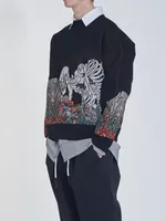Мужская этническая печать одежда свитер экипаж шеи мужские и женские классические вышивка Ssweater вязание хлопкового досуга теплые свитеры скелет джемпер пуловер
